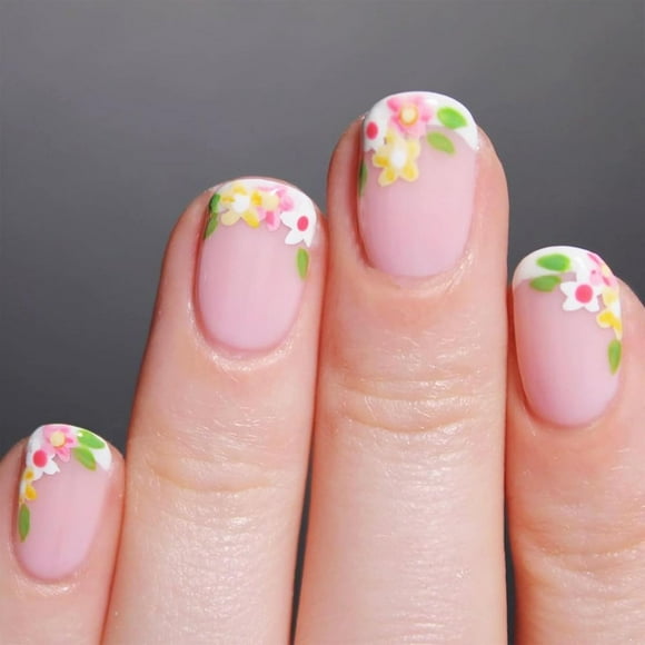 24Pcs French Tips Press on Nails with Leopard Print Design, Sparkly Manicure Art Acrylic Medium Almond Full Cover Fake Nails Stick on Nails Glossy Gold Glitter False Nails Gel Glue on Nails for Women