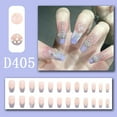 thumbnail image 1 of 24Pcs Fresh Sweet Pink Purple Butterfly Diamonds Press On Square Head Long Fake Nails With Glue Artificial Removable False Nails, 1 of 5