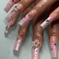 thumbnail image 1 of 24Pcs Full Cover False Nails Red Rhinestone Planet Long Ballerina Coffin Nail Tips Detachable Fake Nails Press on Nails Manicure, 1 of 6