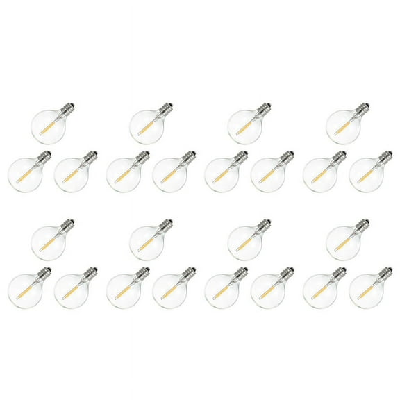 24Pcs G40 Led Replacement Light Bulbs, E12 Screw Base Shatterproof LED Globe Bulbs for Solar String Lights Warm White