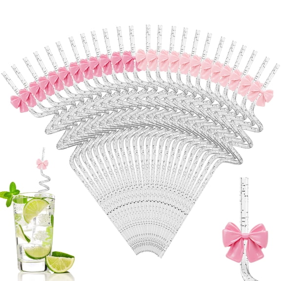 24Pcs Glitter Reusable Plastic Straw Drinking Straw Birthday Party Bridal Engagement Drinkware Coquette Cute Party Supplies