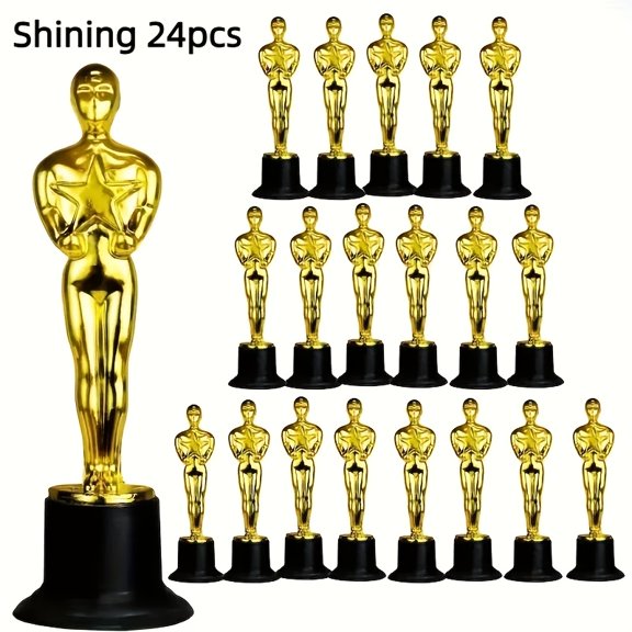 24Pcs Gold Award Trophy, 6 Inch Small Star Trophies for Party Favors and Office Awards, Classic Golden Trophy Figurines for Celebration Contest Recognition, Fun Novelty Award Gifts