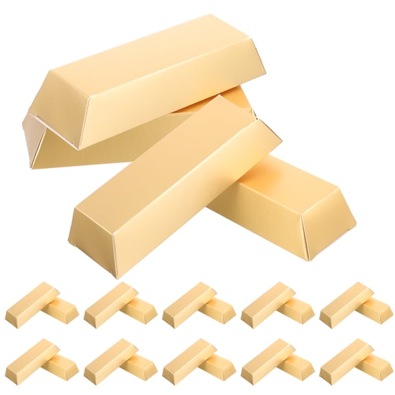 24Pcs Gold Bar Shape Gift Box Fake Gold Bar Gift Box Paper Gift Box Golden Brick Treasure Box