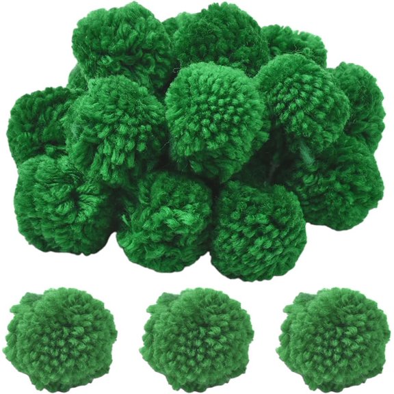 24Pcs Green Pompom Balls Wool Bulk 4cm Soft Felt Fluffy Fuzzy Round Handmade Decorations Hanging Ornaments Ball Creative Craft