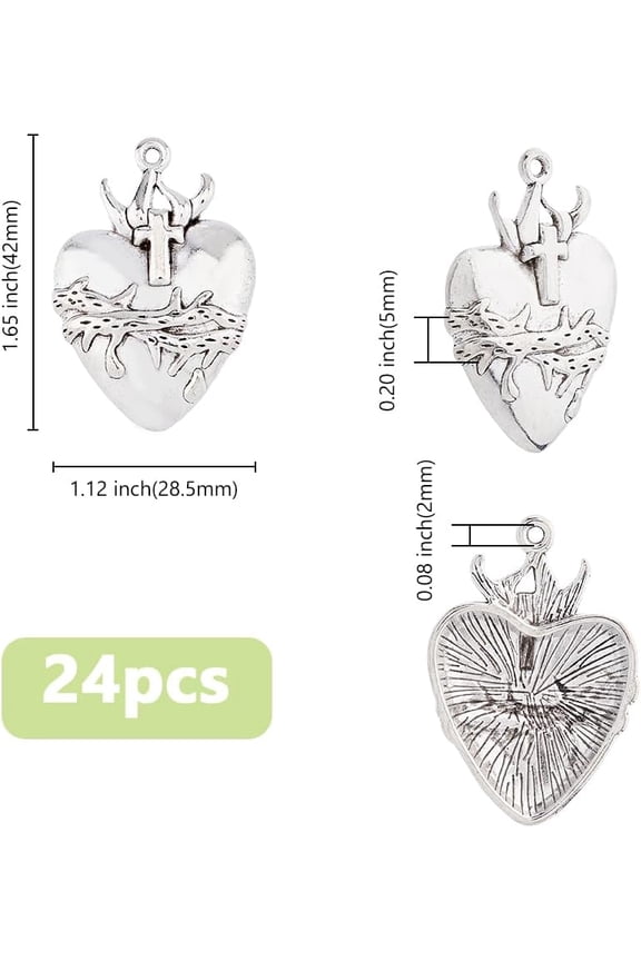 24Pcs Heart Charms Bulk Alloy Anatomical Heart Charms Gothic Heart Organ Charms Tibetan Style Human Anatomy Pendants for Jewelry Making Hole: 2mm