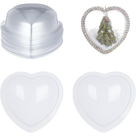 24Pcs Heart Dome 2.7x2.8x1 Inch Clear Plastic Domes Candy Holder Shaker Domes Transparent Plastic Dimensional Dome Packing Covers DIY