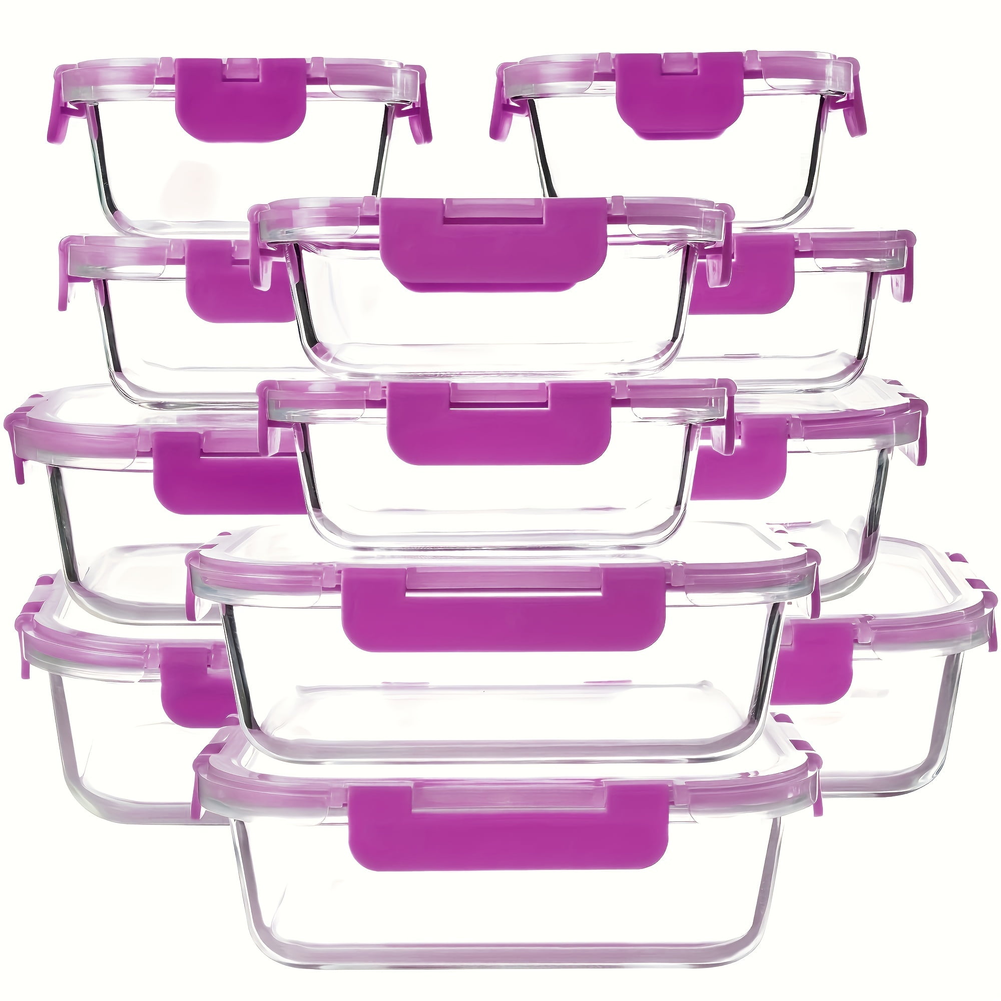 24Pcs High Borosilicate Glass Food Storage Containers (12 Containers+12 ...