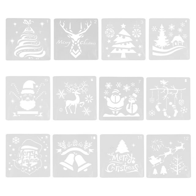 24Pcs Holiday Painting Stencil Reusable Plastic Craft Christmas Drawing