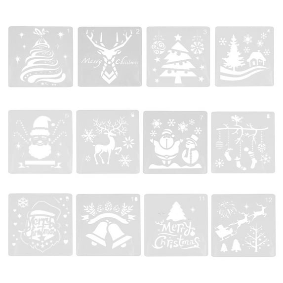 24Pcs Holiday Painting Stencil Reusable Plastic Craft Christmas Drawing Template