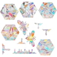 thumbnail image 1 of 24Pcs Honeycomb Bee Window Clings Rainbow Glass Sticker Static Decal Sun Catcher Reusable Non Adhesive Alert Sticker Film to Save Bird from Window Strike DIY, 1 of 6