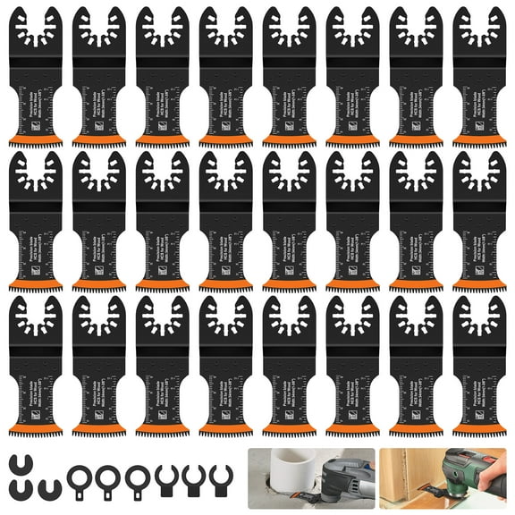 24Pcs Japanese Tooth Oscillating Saw Blades Efficient Oscillating Multitool Blade Triple Japanese Teeth Arc Edge Cutting Blades for Wood Plastic