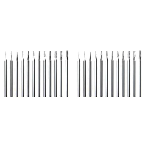 24Pcs Jewerly Burr Sets -3/32Inch Shank Cone Tapered -Cut Shape Lapidary Burr Jewelry Engraving Bits Carving Tools,24 x Burr Sets,Silver