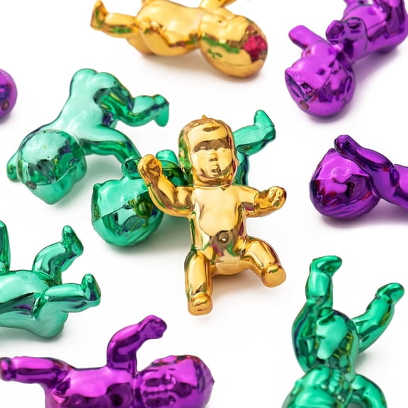 24Pcs King Cake Babies, 1.2Inch Mini Plastic Babies Shower Cake Decorations, Ice Cube My Water Broke Baby Shower Games, Tiny Little Baby Figurines for Mardi Gras Party Favors