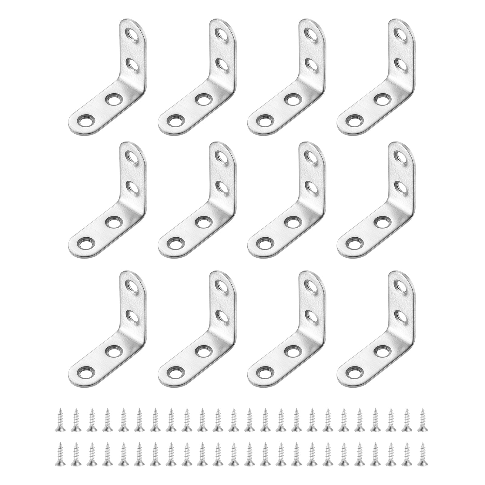 24Pcs L-Shaped Brackets Corner Brace, 1.57"x1.57"x0.59" Corner Bracket Shelf Bracket Right Angle Brackets for Wood Shelves Furniture (40x40x15mm, Silver)