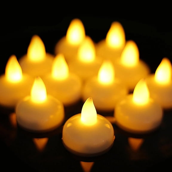 24Pcs LED Floating Candle Light Plastic Flameless Floating Tealight Long Lasting Floating LED Candle Light IC Sensor Water Light Candle Lamps Safe Floating Candle for Parties