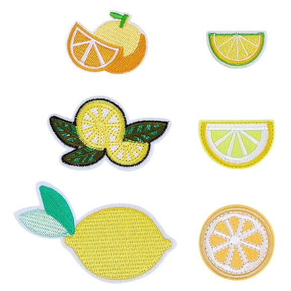 24Pcs Lemon Iron-On Patch Lemon Embroidered Applique Fruit Theme Sew On Applique Patch Craft Clothing Decorative Repair