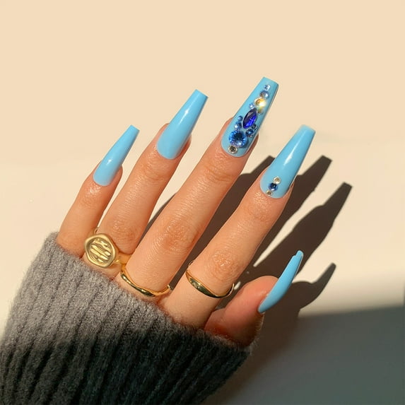 24Pcs Long Ballet French Girls Nail Art White Fake Nails Manicure Press On Nails False With Designs Artificial Wearing Reusable