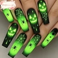 thumbnail image 1 of 24Pcs Long Coffin Halloween Press On Nails, Matte Glow In The Dark Fake Nails, Full Cover Reusable Gothic Stick On Acrylic False Nails for Women Girls Halloween Cosplay Costume Party Manicure Gift, 1 of 7