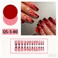 thumbnail image 1 of 24Pcs Long Coffin Halloween Press On Nails, Realistic Blood Drip Splatter Nude Red Gothic Fake Nails, Detachable Reusable Nail Tips For Horror Cosplay Halloween Party Manicure Decor, 1 of 7
