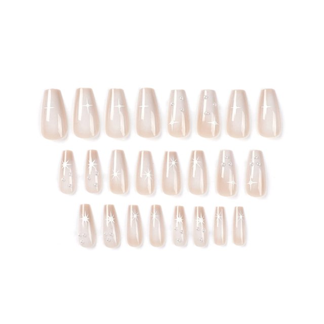 24Pcs Long PressOn Nails French False Nails French Tip Acrylic Nails
