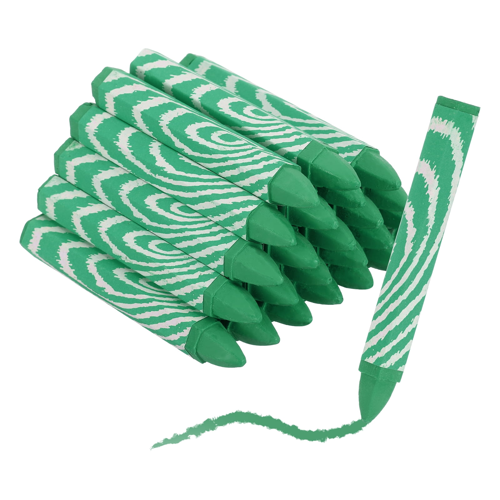 24Pcs Lumber Marking Crayons, 4.1" x 0.6" Hex Wax Tire Marker Pen Drawing Crayons for Wood Metal(Green)