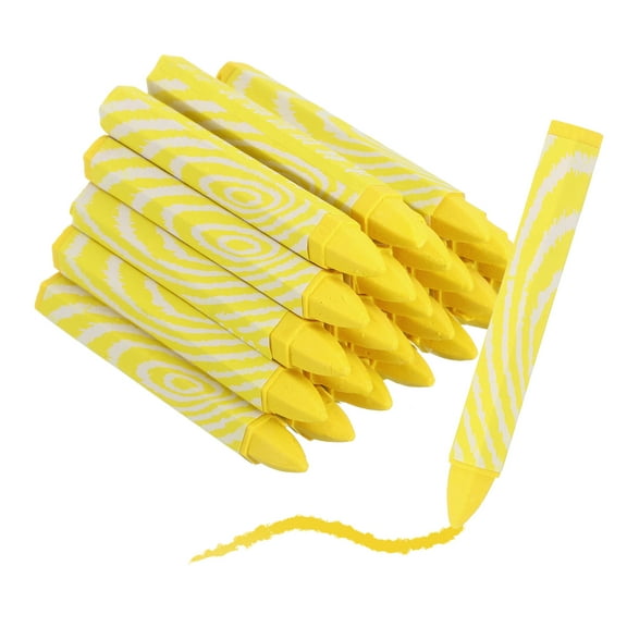 24Pcs Lumber Marking Crayons, 4.1" x 0.6" Hex Wax Tire Marker Pen Drawing Crayons for Wood Metal(Yellow)