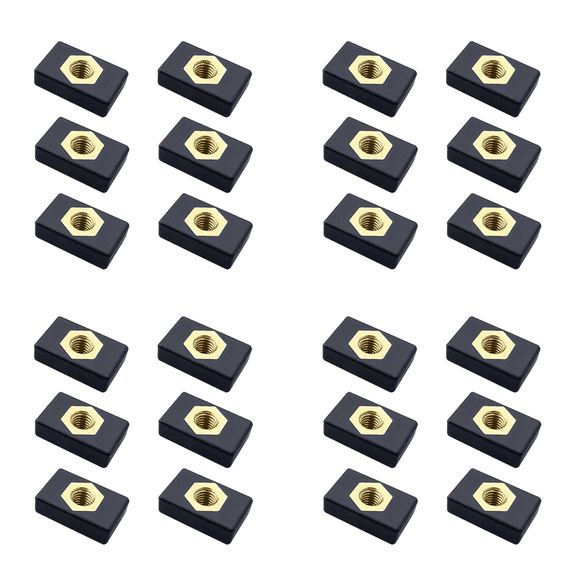 24Pcs M6 Copper Sliding Nut Side Mount Slide Track Rail Fishing Rod Pole Holder Mounting Base for Kayak Boat Canoe