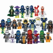 24Pcs MOC Blizzard Ninja Samurai Building Blocks Set, Zane Kai Jay Ghost Warrior Action Figures, Ideal Gift for Kids &