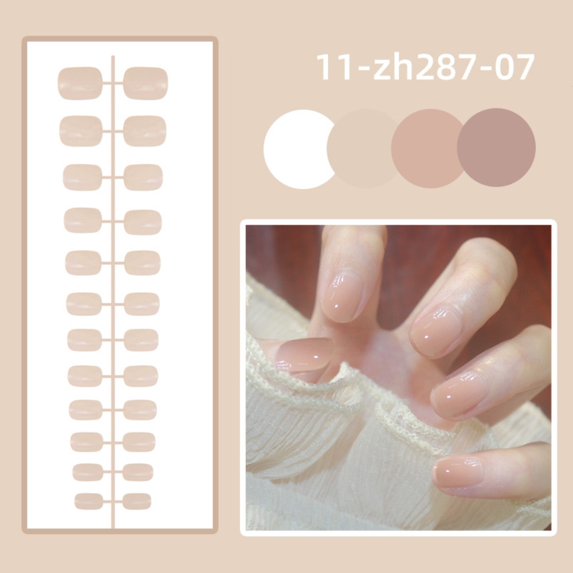 24Pcs Manicure Bright Wearable Full Cover Short Square Head False Nails Solid Color Fake Nails Detachable Press-on Nails 11-ZH287-07