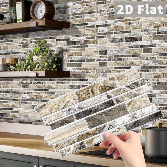 24Pcs Marble Peel & Stick Wall Tiles, 4.7×9.7 Inch Waterproof Oil-Proof Self-Adhesive Backsplash for Kitchen & Bathroom Decor