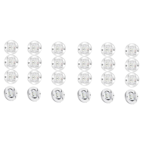 24Pcs Marine Boat Interior Lights,12V LED Boat Deck Courtesy Light 3Inch Round White 6 LED Stern Transom Anchor Light