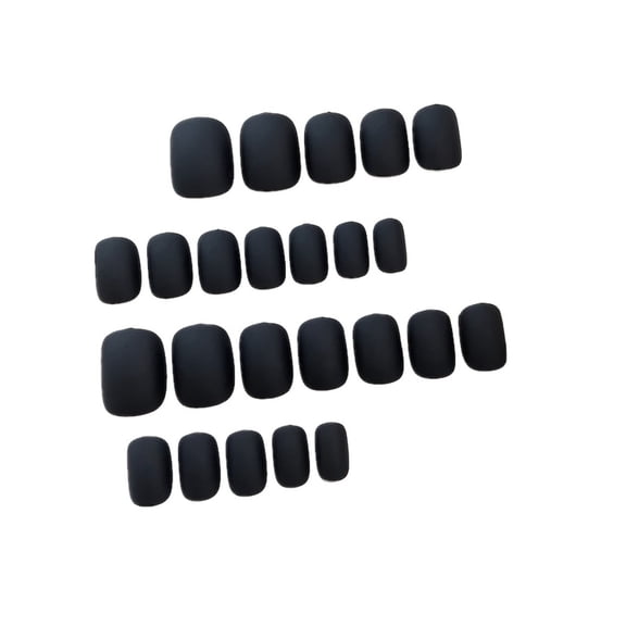 24Pcs Matte Solid Black Medium Square Press On Nails Reusable Home Manicure Gift