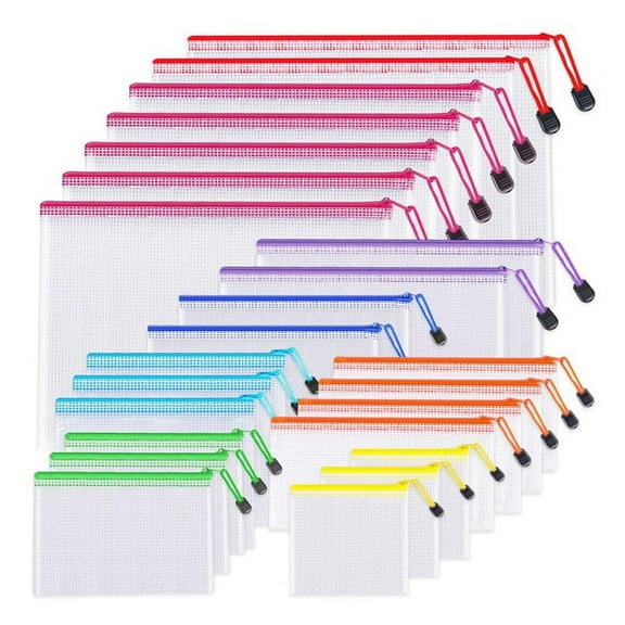 24Pcs Mesh Zipper Pouch Bags-8 Sizes Zipper Pouches for Organization,Mesh Bags with Zipper File 1414