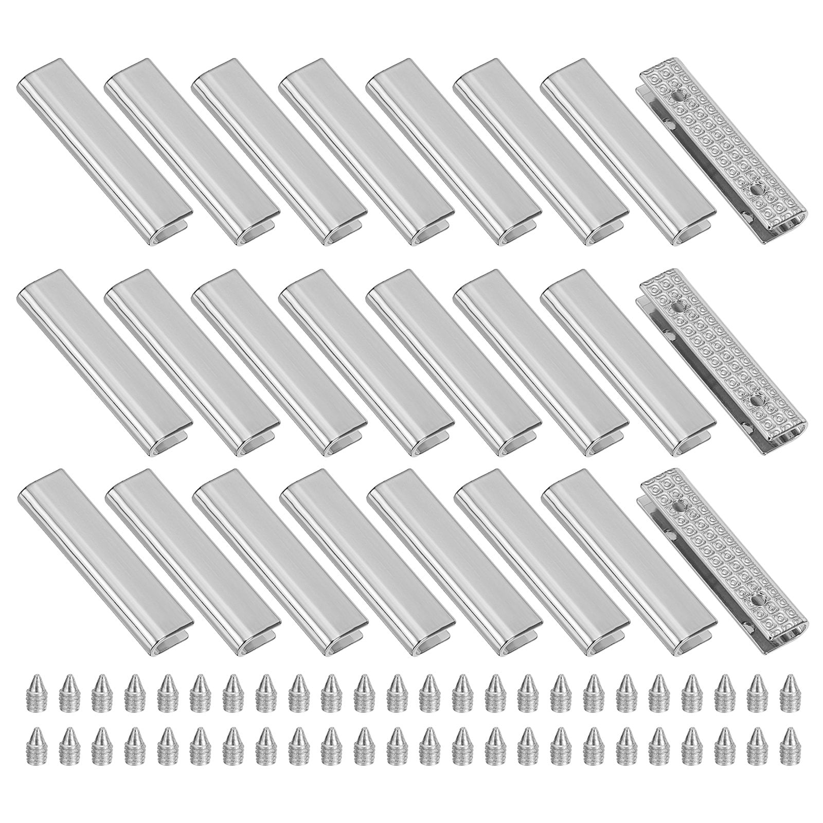 24Pcs Metal Belt Buckle End Tips with Screws, Chrome Zinc Alloy Purse Hardware Belt Tip 0.24 Inch Wide Rectangle Zipper End Cap for DIY Crafts Bag Making Belt Clip Clasps