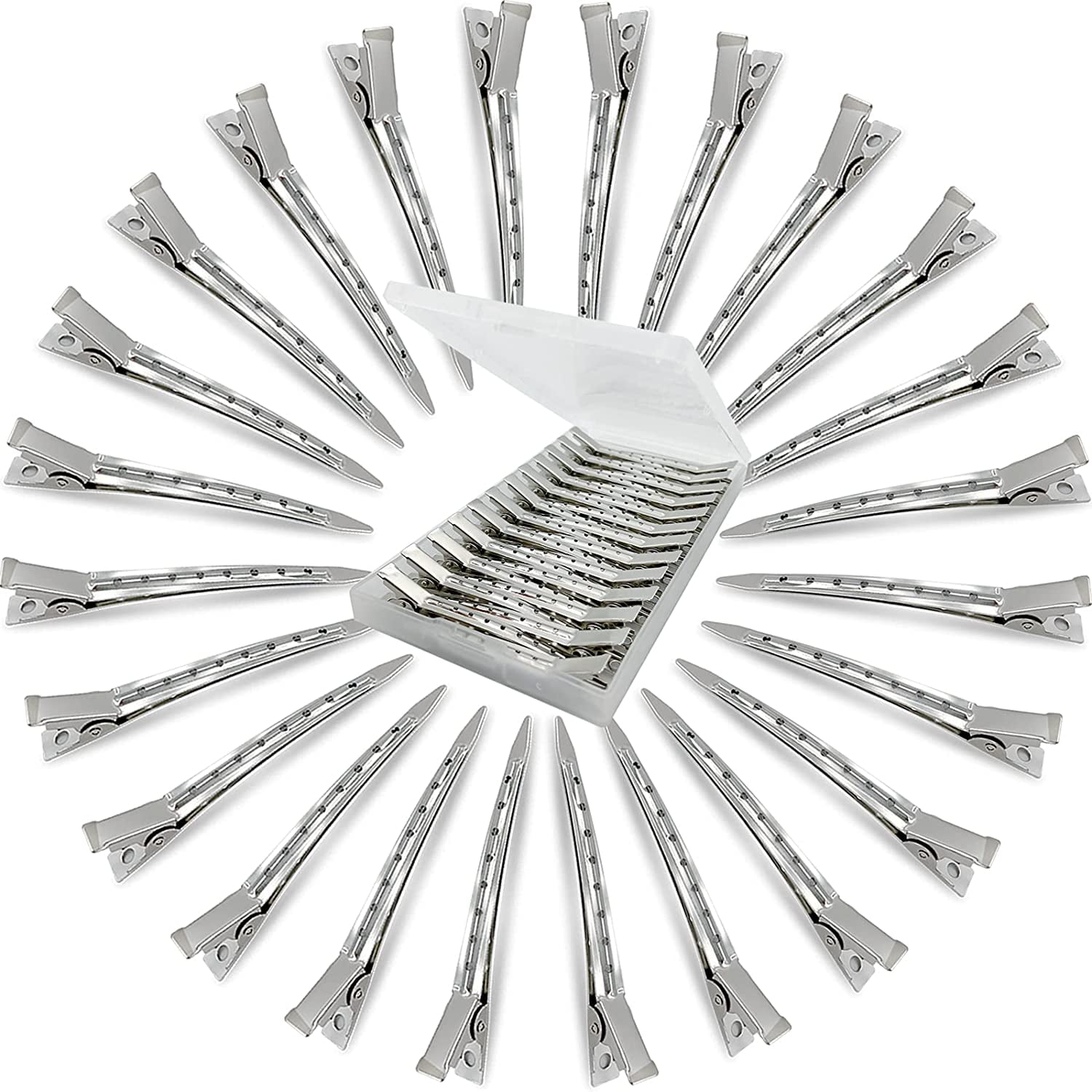 24Pcs Metal Duck Billed Hair Clips for Women Styling Sectioning, Silver