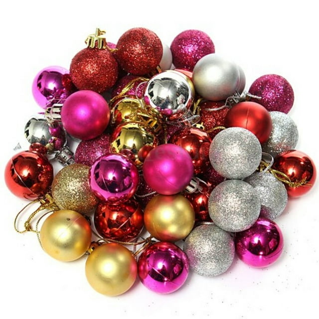 24Pcs Mini Christmas Balls Ornaments, Small Shatterproof Christmas ...