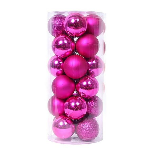 24Pcs Mini Christmas Balls Ornaments for Xmas Tree - 1.18 Inch Small Shatterproof Christmas Tree Decorations Hanging Ball for Holiday Wedding Party Decoration(Rose red)