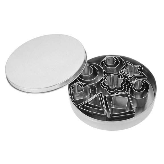 24Pcs Mini Cookie Cutter Set,Stainless Steel Multi Shapes Kit Cutters for Baking,Stainless Steel Molds Square Heart Round Star Shapes for Home Holiday Mother's Day