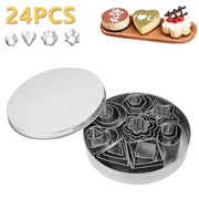 Jetcloudlive 24Pcs Mini Cookie Cutter Set Stainless Steel Multi Shapes Kit Cutters for Baking,Stainless Steel Molds Square Heart Round Star Shapes for Home Holiday Mothers Day