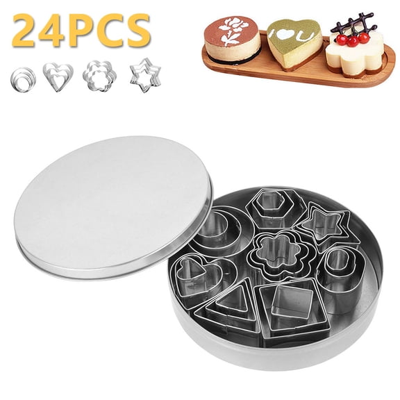 Mini Cookie Cutters, 24 Pcs Small Stainless Steel Fruit Cutter Shapes Set for Baking & Bento Box