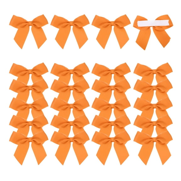 24Pcs Mini Grosgrain Ribbon Bow 2" Self Adhesive Flower Bows Orange