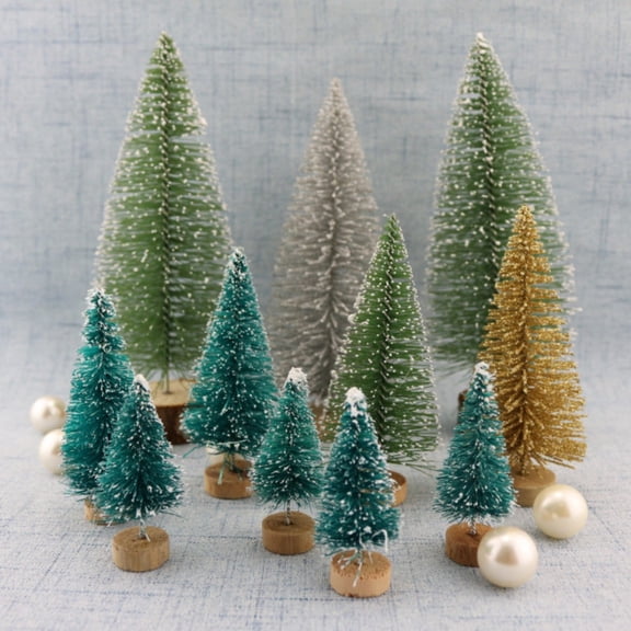24Pcs Mini Sisal Trees Bottle Brush Trees,Miniature Christmas Trees for Tabletop Decor,Christmas Party Decoration