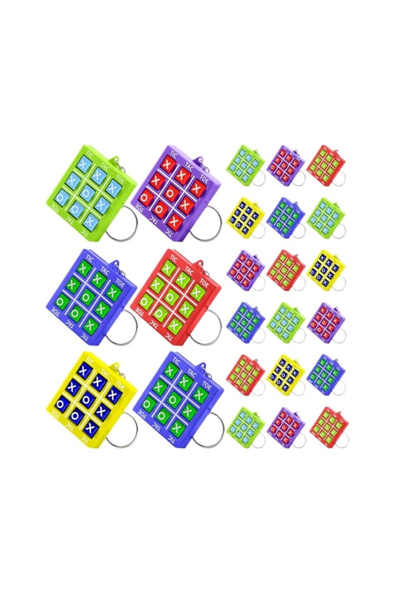 24Pcs Miniature Puzzle Game Keyrings Pocket Sized Game For School Children Random Colors Keychains Pendant