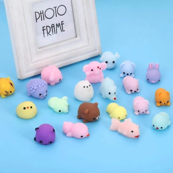 24Pcs Mochi Squishy Toys Squishy Stress Relief Toys Mochi Animal Toys with Storage Box Mini Squishy Animal
