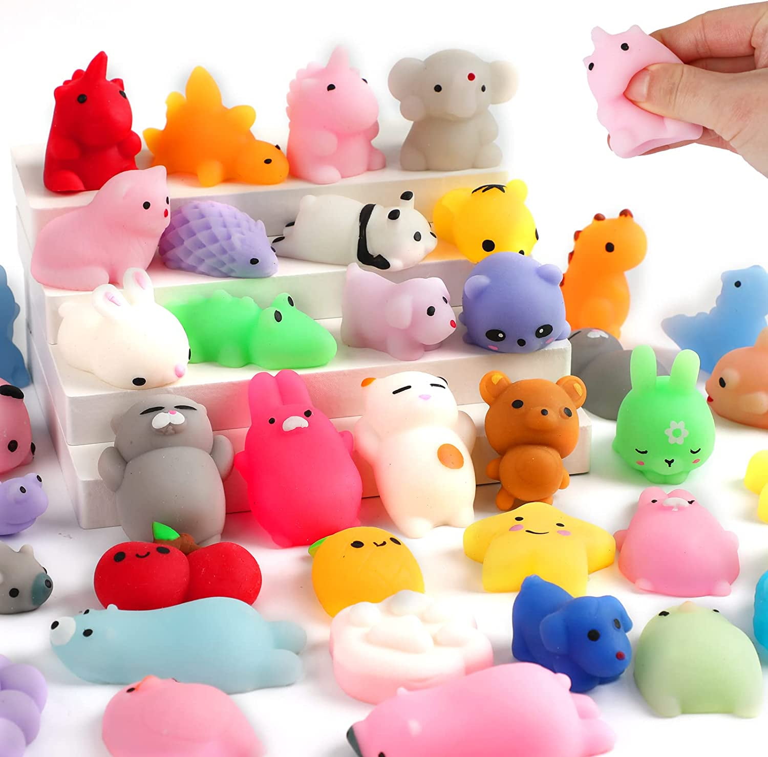  JOYIN 24 PCS Valentine's Day Squishy Toy Bear Toys with Card,  Squeeze Stretchy Stress Relief & for Valentine's Classroom Exchange,  Valentine's Party Favors, Fidget Toys for Boys and Girls : Toys