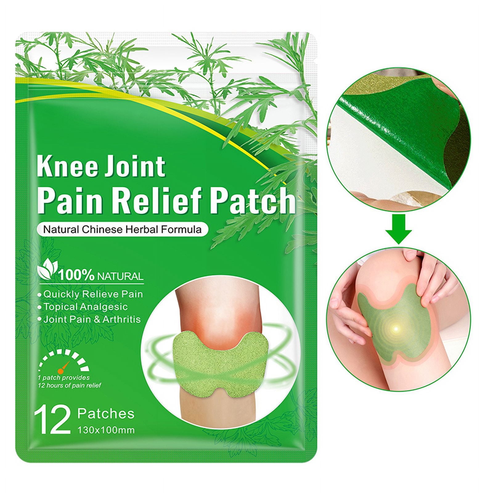 24Pcs Natural Knee Pain Patch,Knee Joint Pain Relief Patchs, Herbal