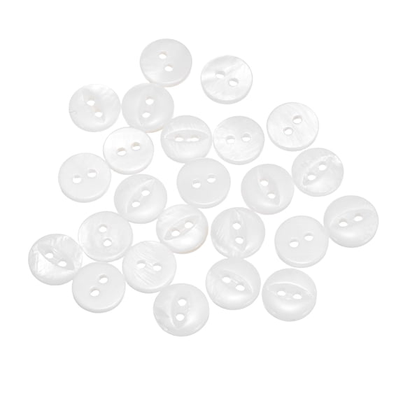 24Pcs Natural Shell Buttons, 2 Hole 10mm Mother of Pearl Buttons, Fish Eye Button for Shirt Coat Suits Jacket Jeans Skirt Pants Dress Sewing Craft DIY Decoration, White