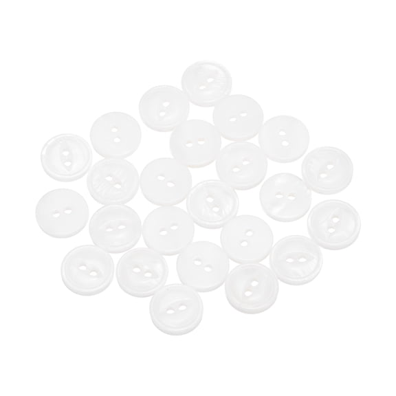 24Pcs Natural Shell Buttons, 2 Hole 12.5mm Thin Edge Mother of Pearl Buttons, Fish Eye Button for Shirt Coat Suits Jacket Jeans Skirt Pants Dress Sewing Craft DIY Decoration, White