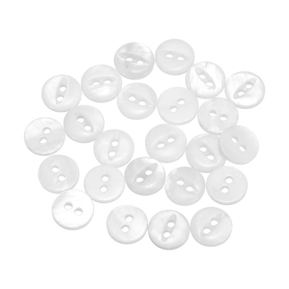 24Pcs Natural Shell Buttons, 2 Hole 8.8mm Mother of Pearl Buttons, Fish Eye Button for Shirt Coat Suits Jacket Jeans Skirt Pants Dress Sewing Craft DIY Decoration, White