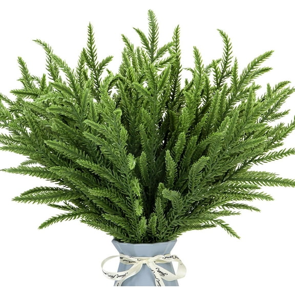 24Pcs Norfolk Pine Branches Stems 13.5" Artificial Pine Needles Sprigs Norfolk Pine Garland Accessories Vase Fillers Winter Fake Christmas Tree Picks Greenery Sprays for DIY Wreaths